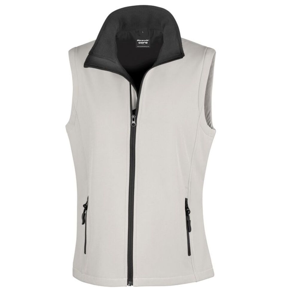 Result Womens/Ladies Softshell Body Warmer / White/Black